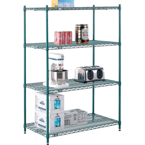 Nexel 5 Tier Wire Shelving Starter Unit, 36W x 18D x 63H, Green Epoxy Finish 18366G5 - main